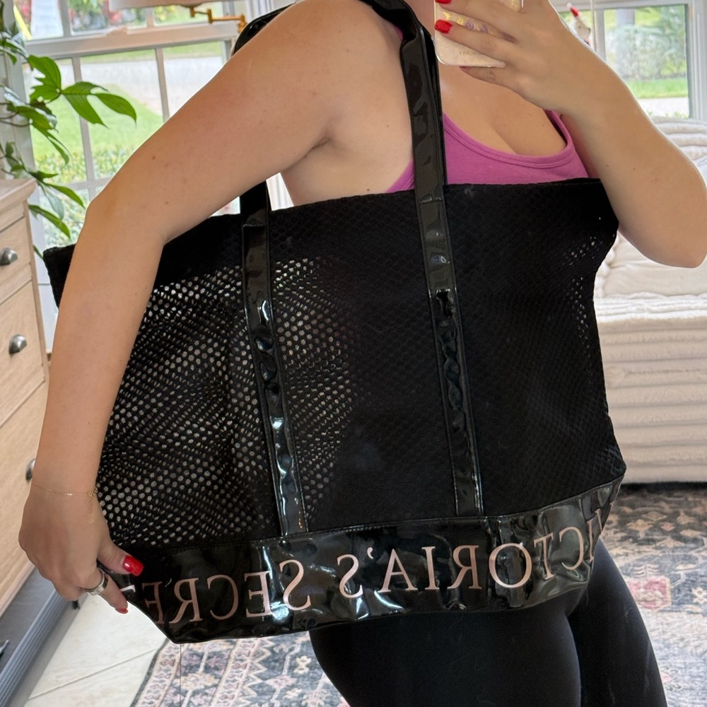 Victoria's Secret Black Mesh Tote Bag Y2K